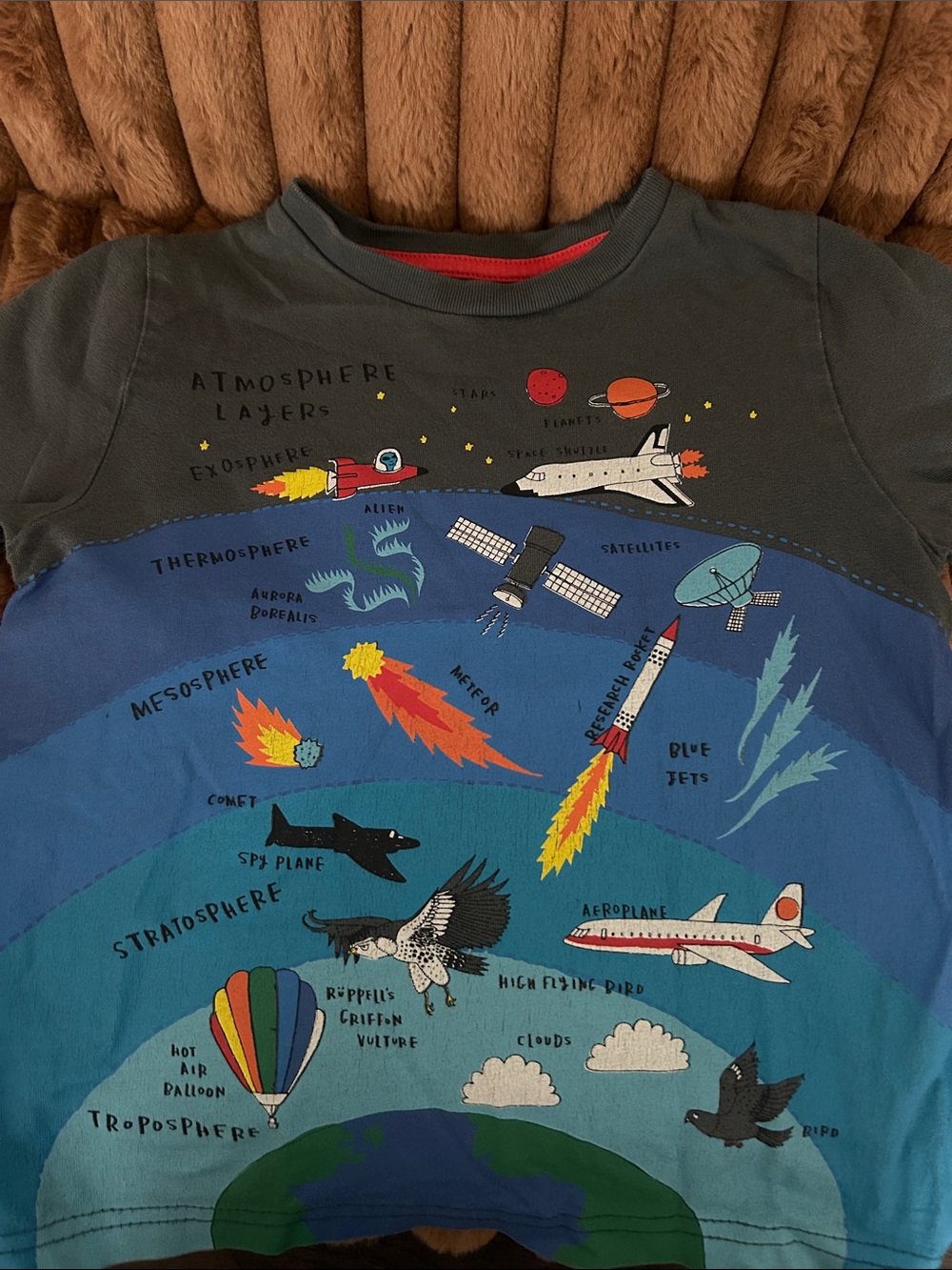 Mini Boden Gray and Blue Kids Space Layers Tee
